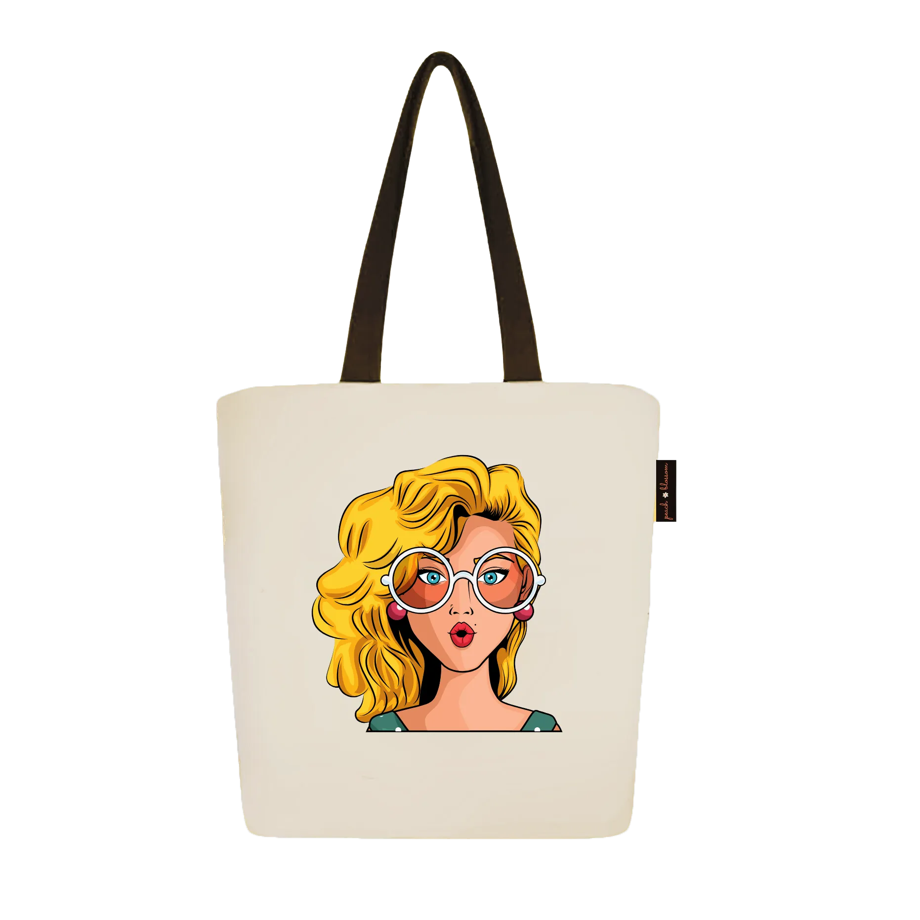 Peach Blossom Women's Cotton Printed Tote Bag With Zipper and Pouch | Pack Of 2 Combo