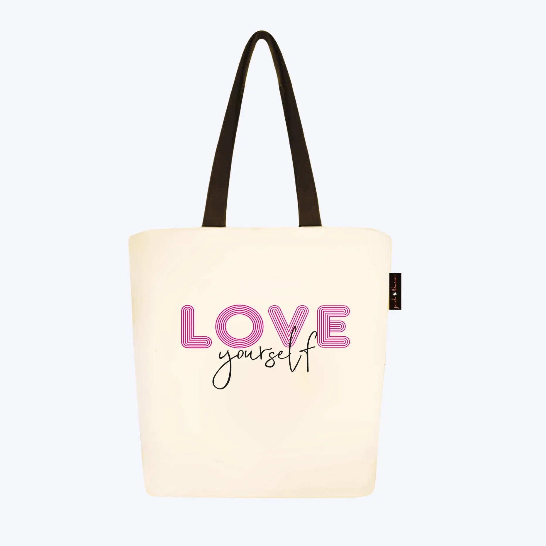 Peach Blossom Women's Cotton Printed Tote Bag With Zipper and Pouch | Pack Of 2 Combo