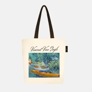 Peach Blossom Women's Cotton Printed Tote Bag With Zipper and Pouch