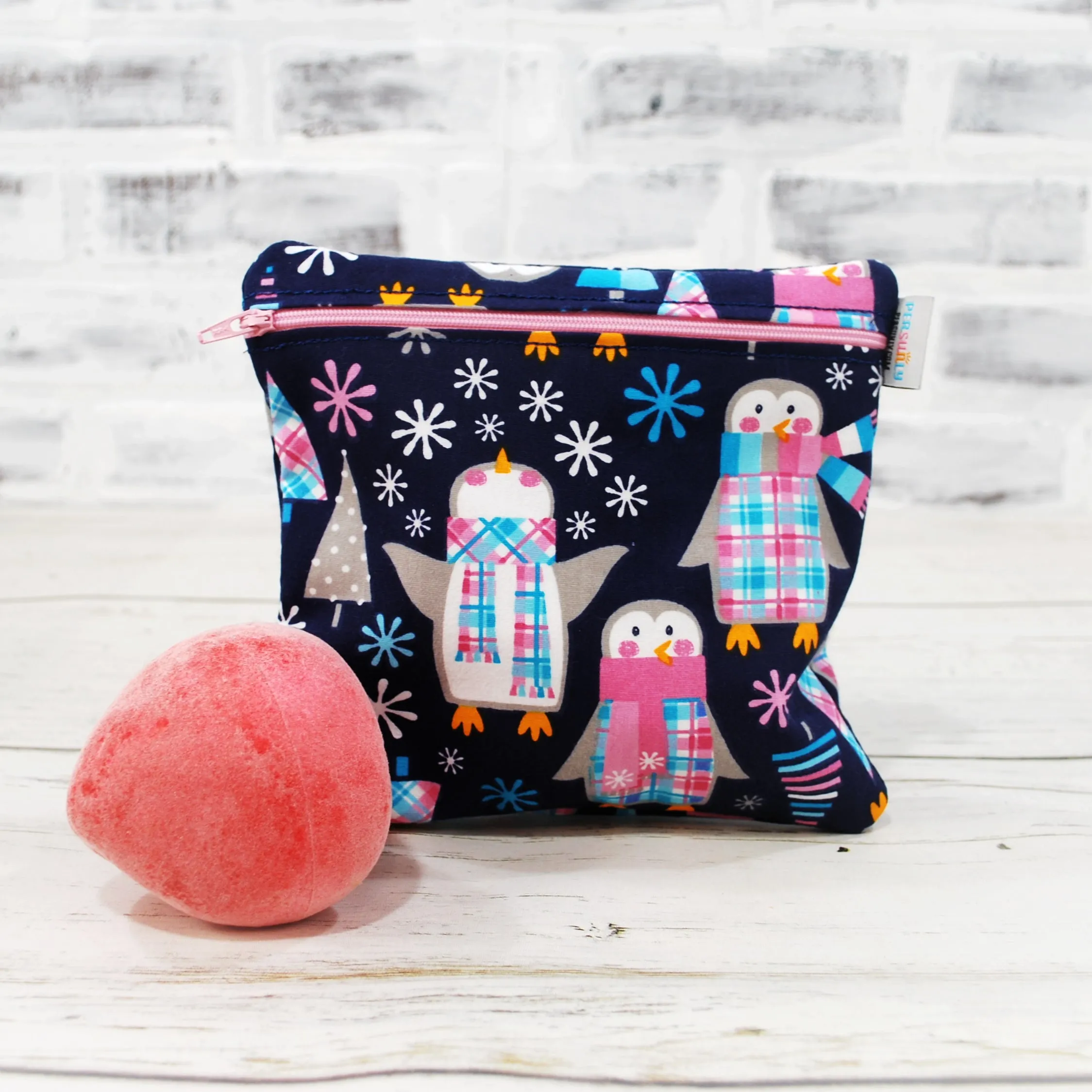 Penguins in Scarves Personalized Reusable Food Bag