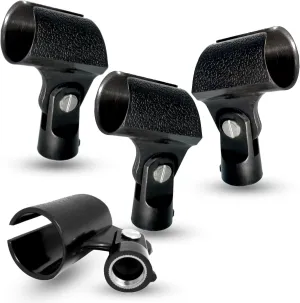 Performance Plus Buy 3 Get 1 Free SM58 Style Tapered Barrel Black Plastic Microphone Holders-4 Pack (MH2-4)