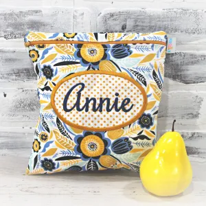 Perriwinkle and Yellow Personalized Reusable Bag