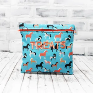 Personalized Horses on Teal Reusable Food Bag