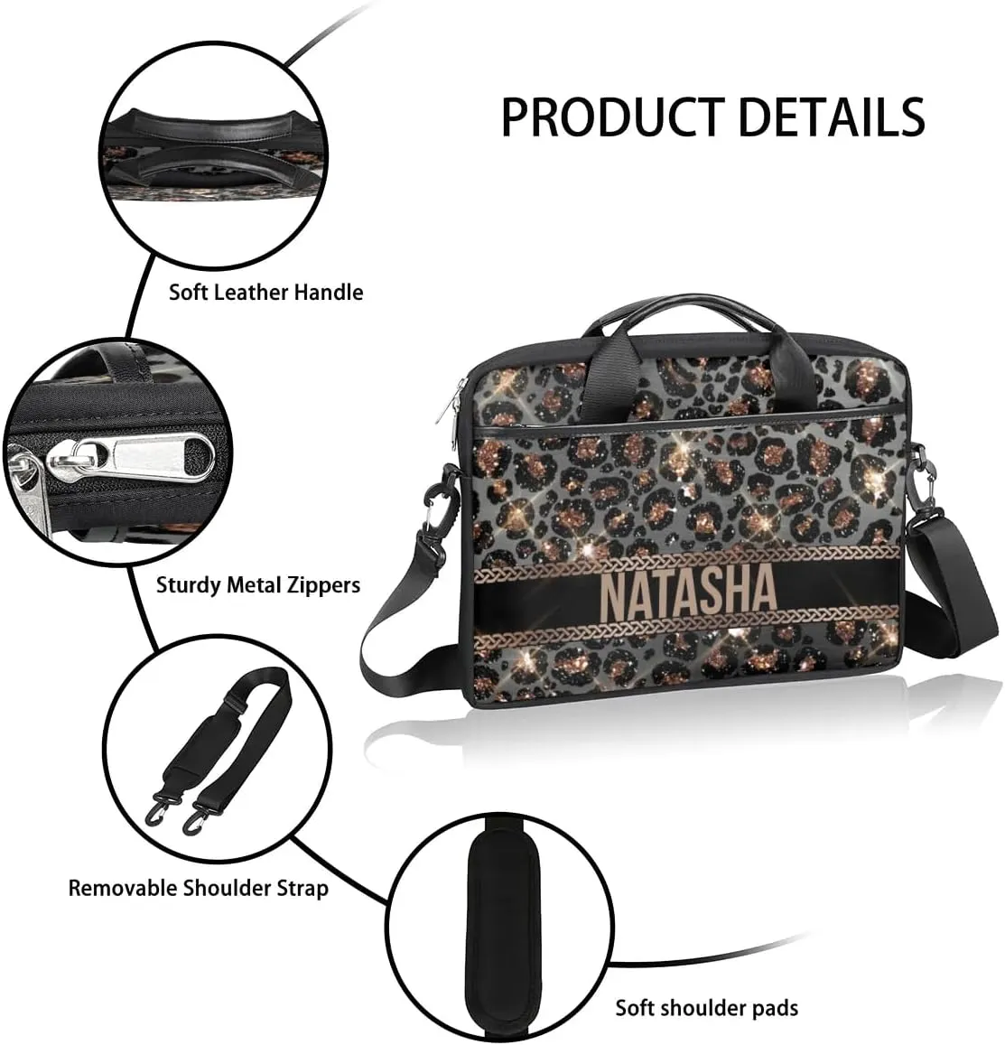Personalized Laptop Bag Case Briefcases Shoulder Bag for Women, Custom Computer Cases for Laptops Hot Pink Flower