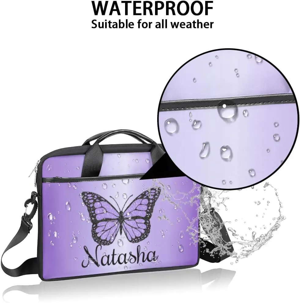Personalized Laptop Bag Case Briefcases Shoulder Bag for Women, Custom Computer Cases for Laptops Hot Pink Flower