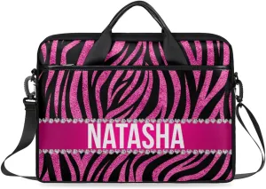 Personalized Laptop Bag Case Briefcases Shoulder Bag for Women, Custom Computer Cases for Laptops Hot Pink Flower