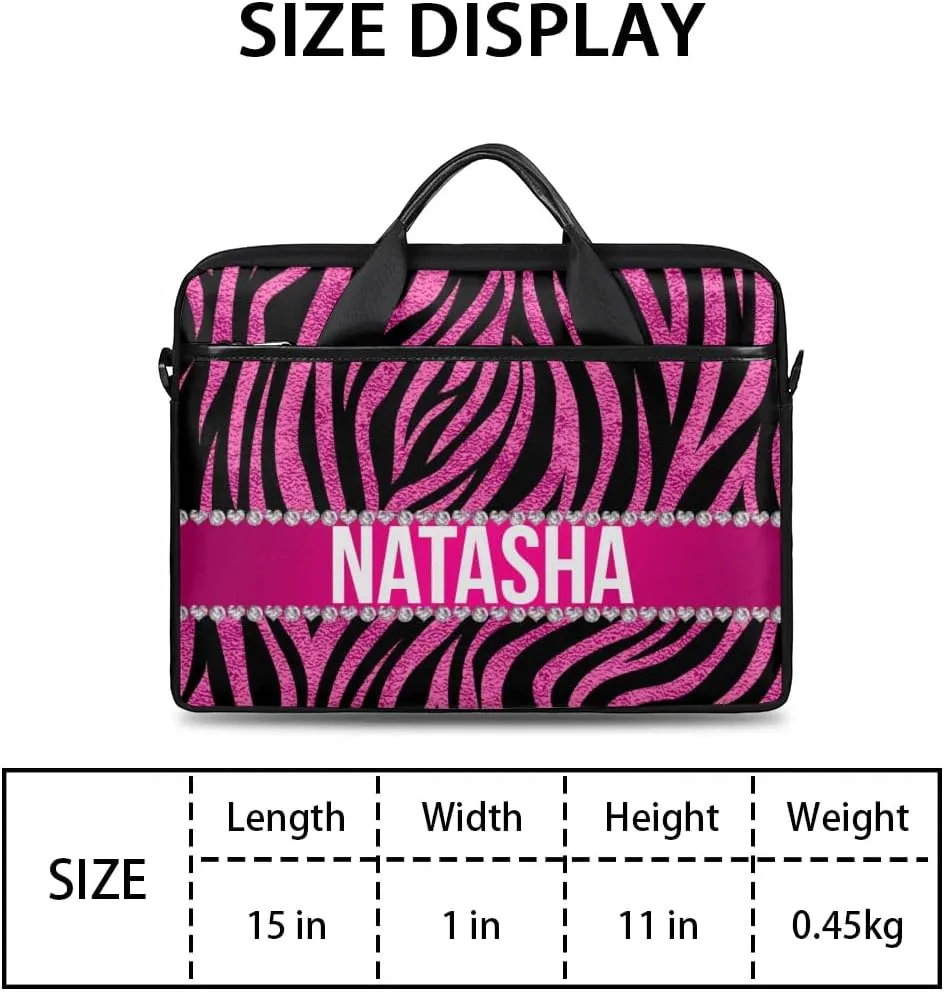 Personalized Laptop Bag Case Briefcases Shoulder Bag for Women, Custom Computer Cases for Laptops Hot Pink Flower
