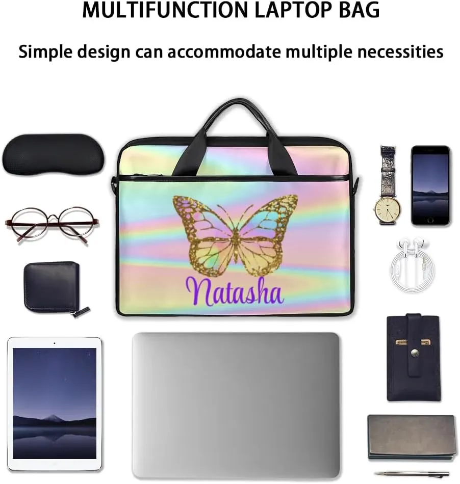 Personalized Laptop Bag Case Briefcases Shoulder Bag for Women, Custom Computer Cases for Laptops Hot Pink Flower