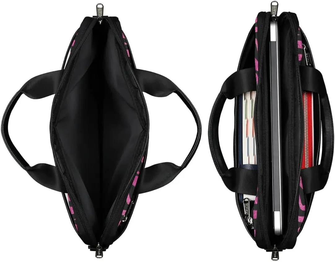 Personalized Laptop Bag Case Briefcases Shoulder Bag for Women, Custom Computer Cases for Laptops Hot Pink Flower