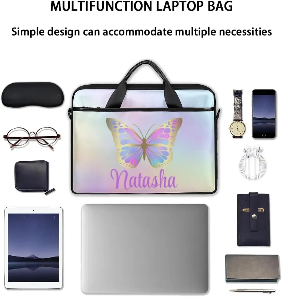 Personalized Laptop Bag Case Briefcases Shoulder Bag for Women, Custom Computer Cases for Laptops Hot Pink Flower