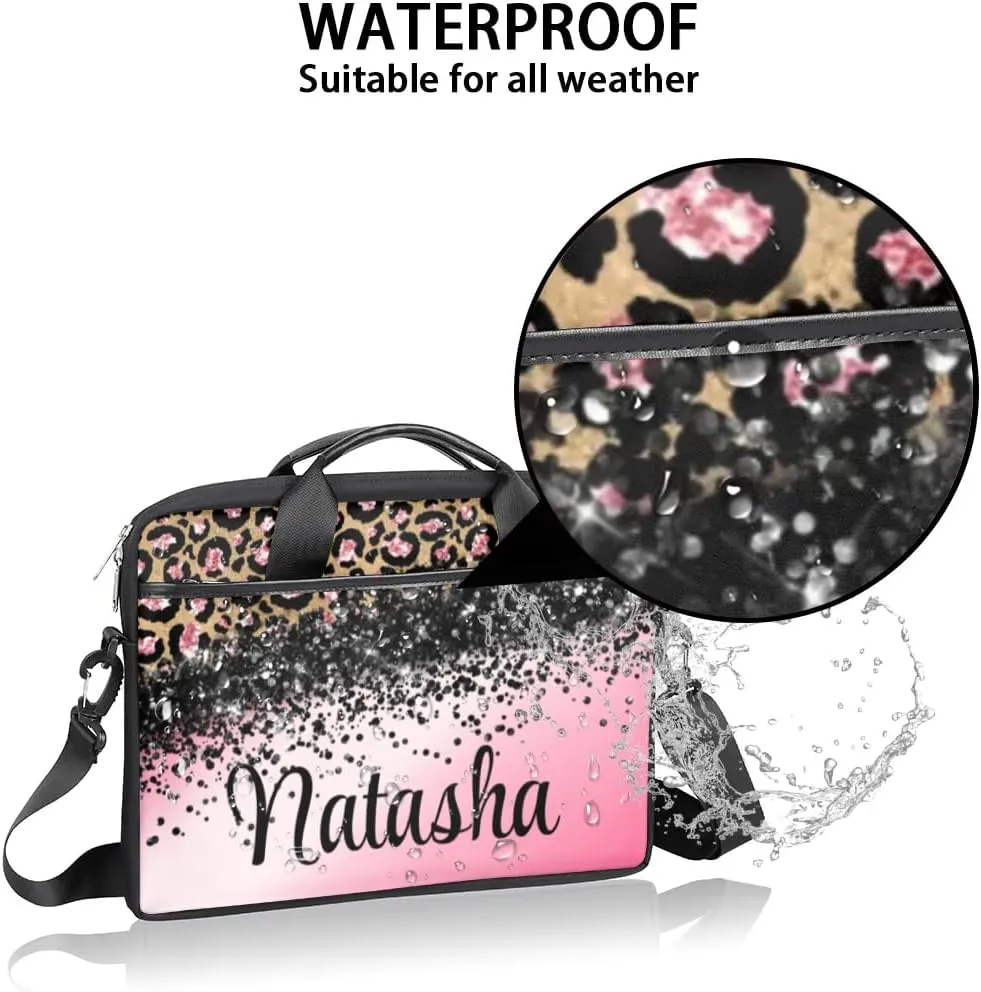 Personalized Laptop Bag Case Briefcases Shoulder Bag for Women, Custom Computer Cases for Laptops Hot Pink Flower