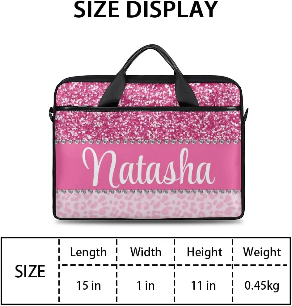 Personalized Laptop Bag Case Briefcases Shoulder Bag for Women, Custom Computer Cases for Laptops Hot Pink Flower