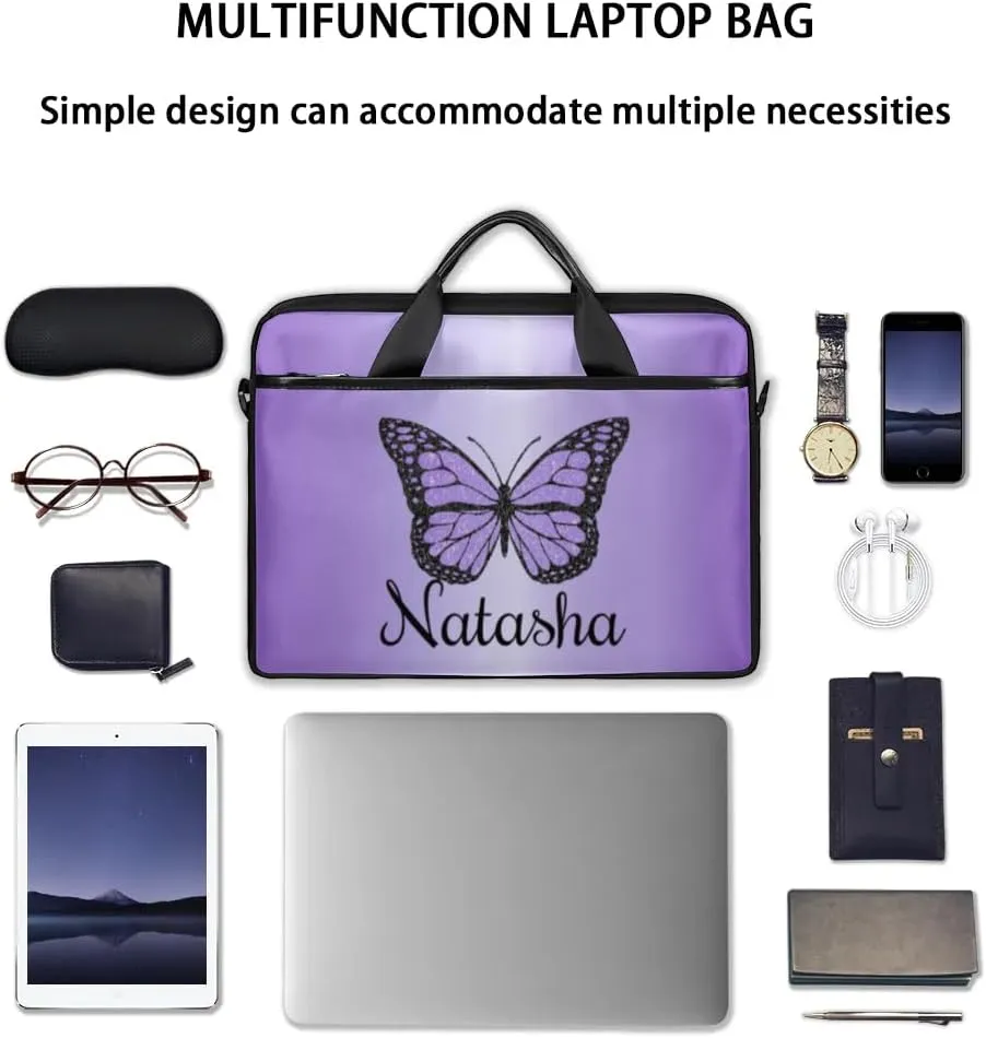 Personalized Laptop Bag Case Briefcases Shoulder Bag for Women, Custom Computer Cases for Laptops Hot Pink Flower