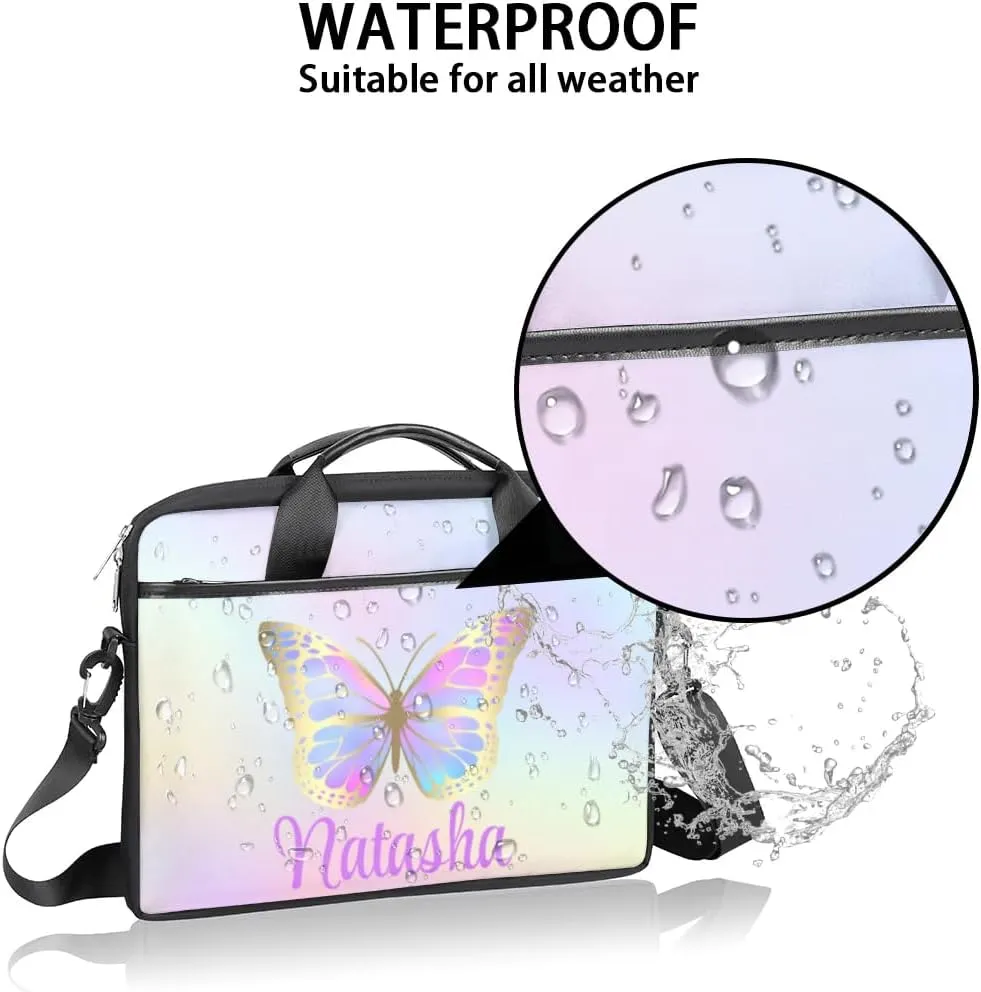 Personalized Laptop Bag Case Briefcases Shoulder Bag for Women, Custom Computer Cases for Laptops Hot Pink Flower