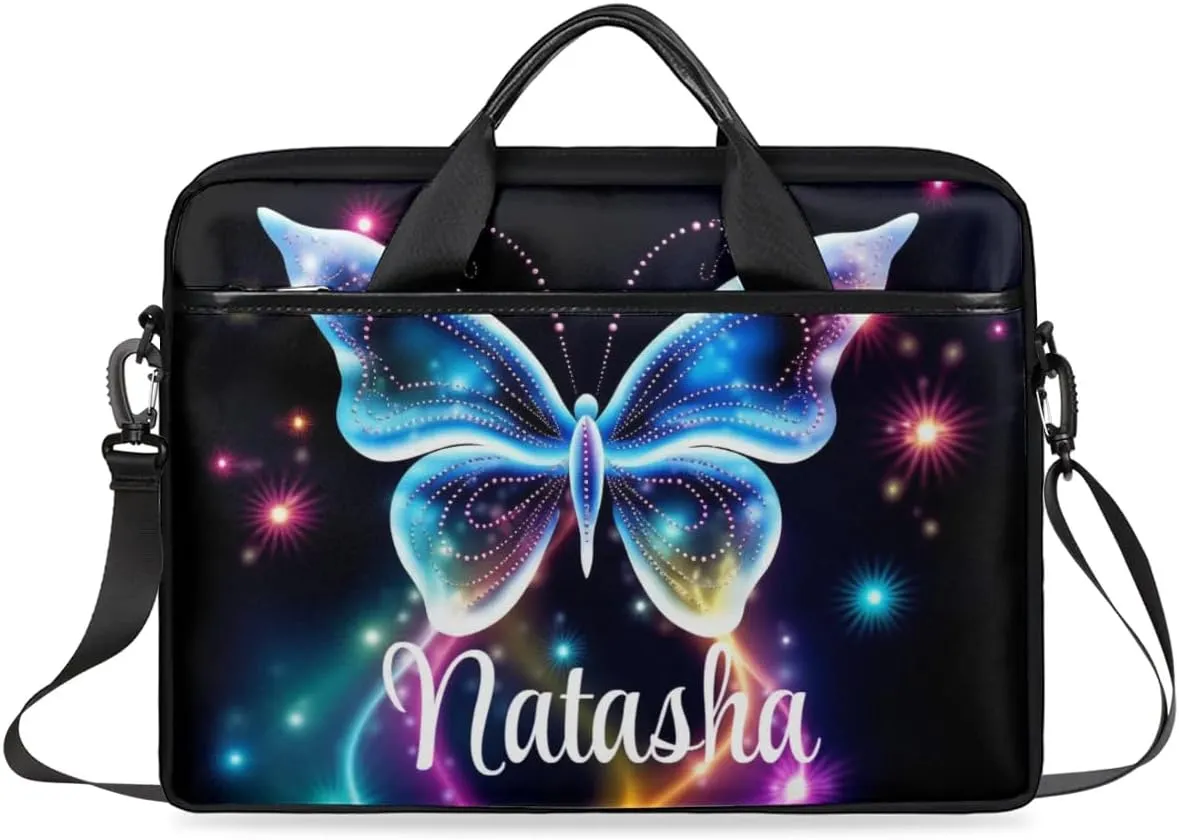 Personalized Laptop Bag Case Briefcases Shoulder Bag for Women, Custom Computer Cases for Laptops Hot Pink Flower