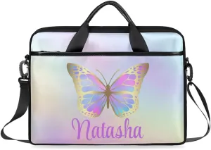 Personalized Laptop Bag Case Briefcases Shoulder Bag for Women, Custom Computer Cases for Laptops Hot Pink Flower