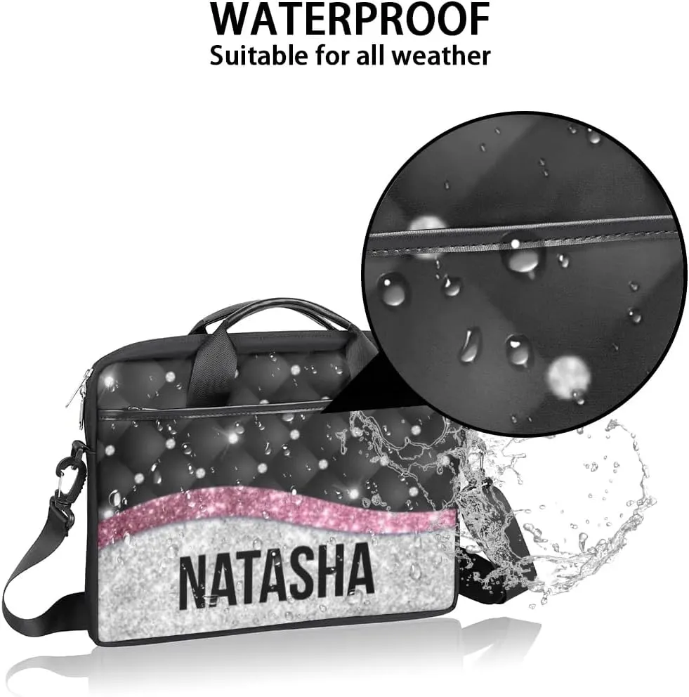 Personalized Laptop Bag Case Briefcases Shoulder Bag for Women, Custom Computer Cases for Laptops Hot Pink Flower