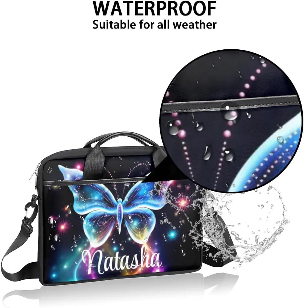 Personalized Laptop Bag Case Briefcases Shoulder Bag for Women, Custom Computer Cases for Laptops Hot Pink Flower