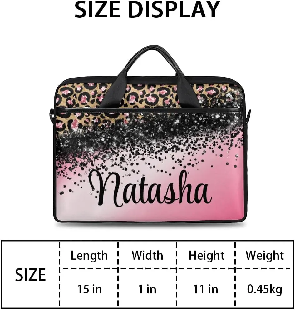 Personalized Laptop Bag Case Briefcases Shoulder Bag for Women, Custom Computer Cases for Laptops Hot Pink Flower