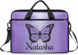 Personalized Laptop Bag Case Briefcases Shoulder Bag for Women, Custom Computer Cases for Laptops Hot Pink Flower