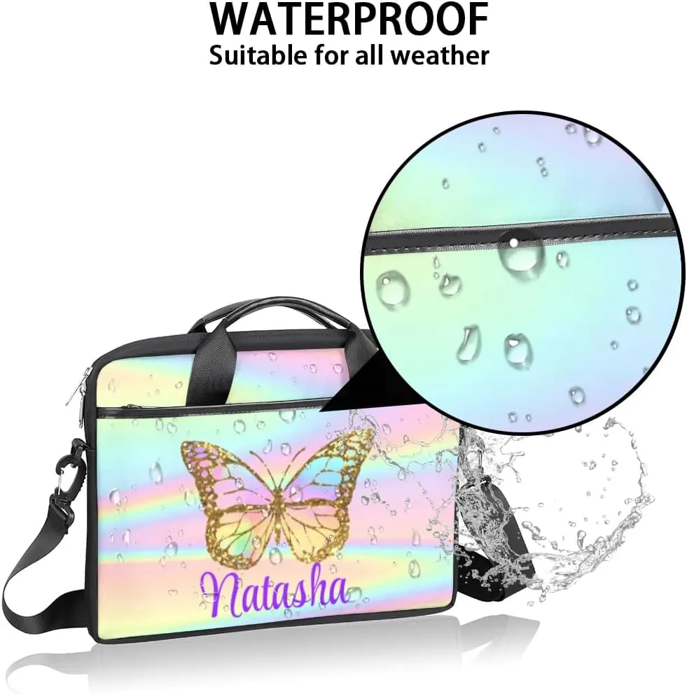 Personalized Laptop Bag Case Briefcases Shoulder Bag for Women, Custom Computer Cases for Laptops Hot Pink Flower