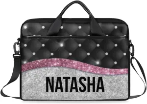 Personalized Laptop Bag Case Briefcases Shoulder Bag for Women, Custom Computer Cases for Laptops Hot Pink Flower