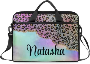 Personalized Laptop Bag Case Briefcases Shoulder Bag for Women, Custom Computer Cases for Laptops Hot Pink Flower