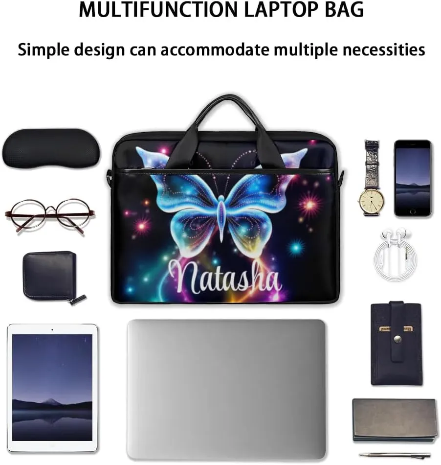 Personalized Laptop Bag Case Briefcases Shoulder Bag for Women, Custom Computer Cases for Laptops Hot Pink Flower