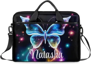 Personalized Laptop Bag Case Briefcases Shoulder Bag for Women, Custom Computer Cases for Laptops Hot Pink Flower