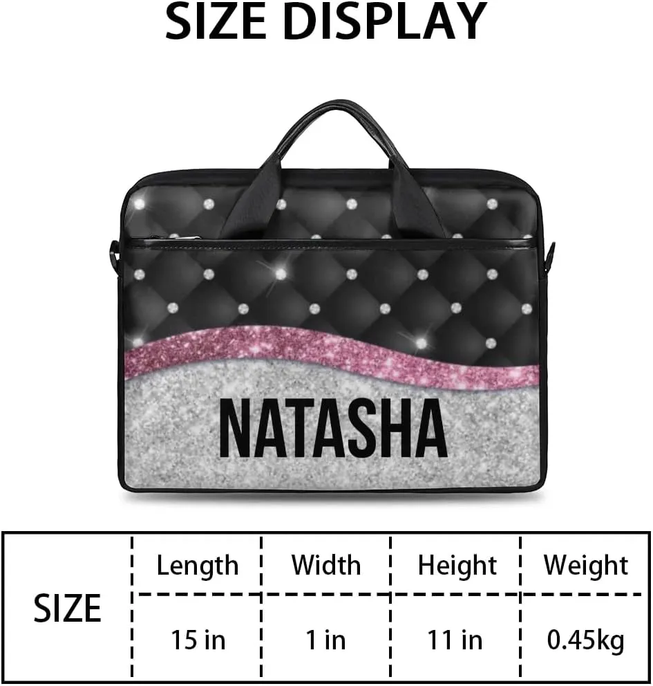 Personalized Laptop Bag Case Briefcases Shoulder Bag for Women, Custom Computer Cases for Laptops Hot Pink Flower