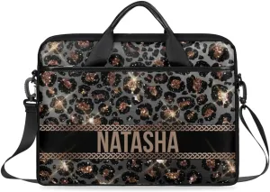 Personalized Laptop Bag Case Briefcases Shoulder Bag for Women, Custom Computer Cases for Laptops Hot Pink Flower