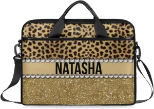 Personalized Laptop Bag Case Briefcases Shoulder Bag for Women, Custom Computer Cases for Laptops Hot Pink Flower