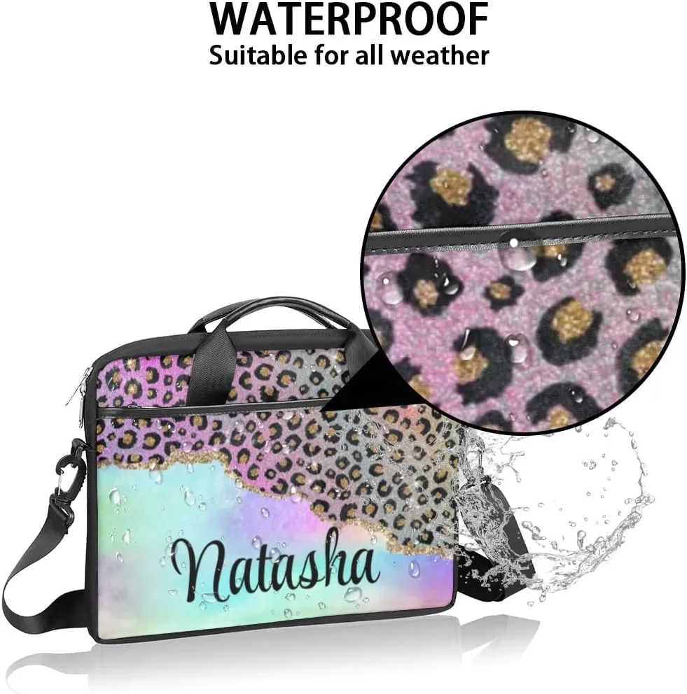 Personalized Laptop Bag Case Briefcases Shoulder Bag for Women, Custom Computer Cases for Laptops Hot Pink Flower