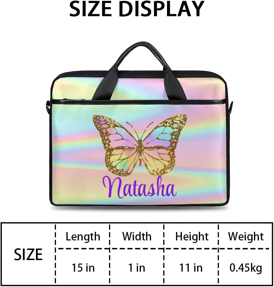 Personalized Laptop Bag Case Briefcases Shoulder Bag for Women, Custom Computer Cases for Laptops Hot Pink Flower
