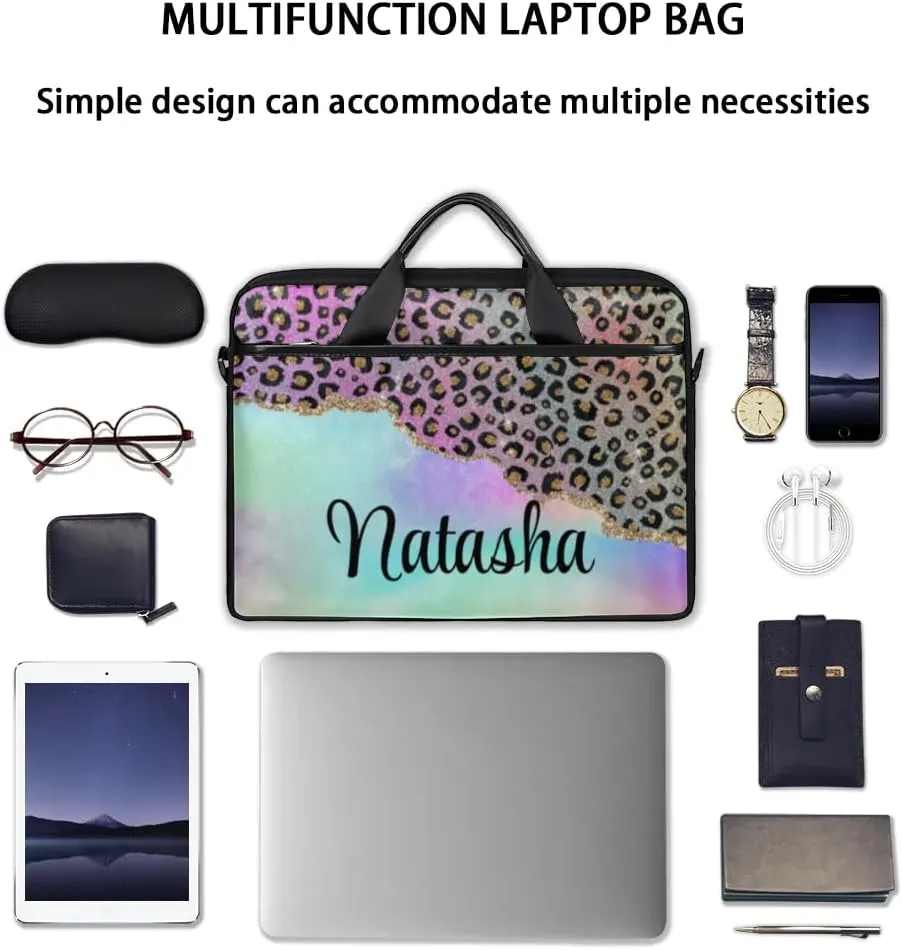 Personalized Laptop Bag Case Briefcases Shoulder Bag for Women, Custom Computer Cases for Laptops Hot Pink Flower