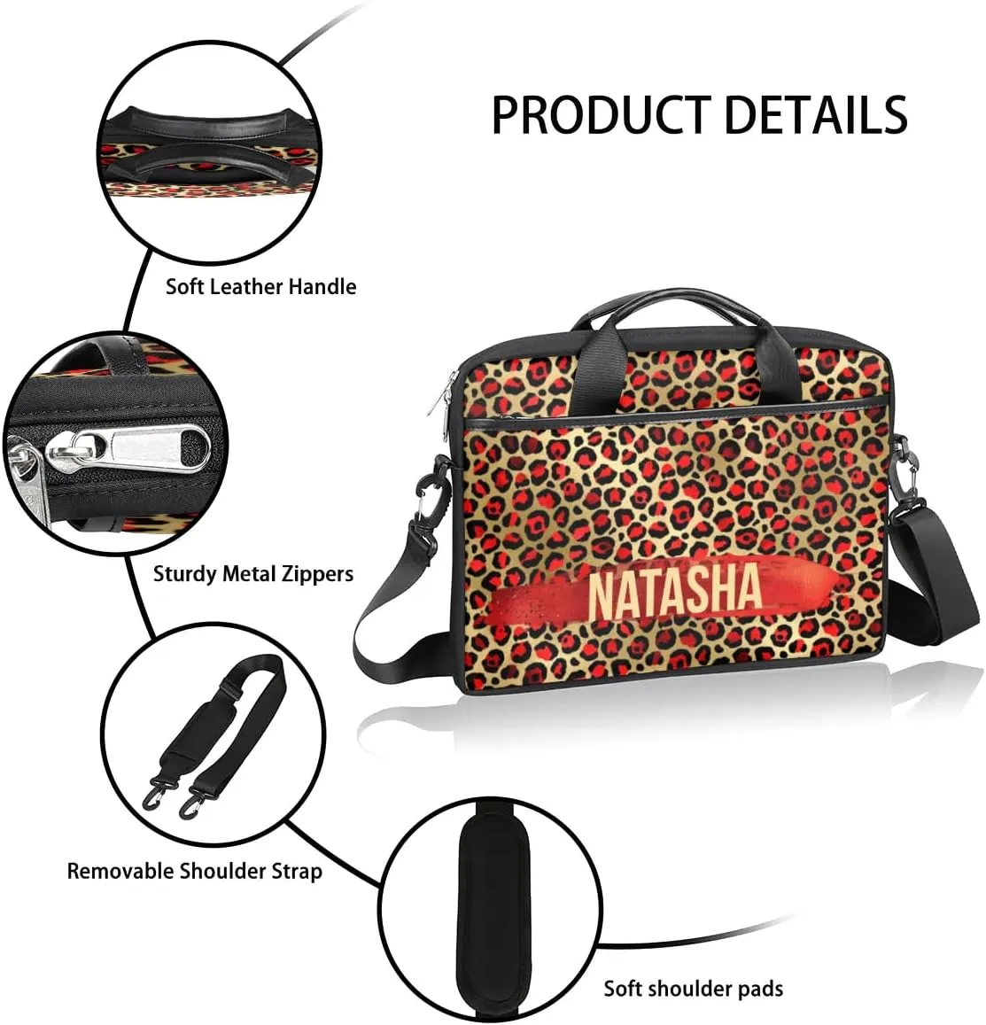 Personalized Laptop Bag Case Briefcases Shoulder Bag for Women, Custom Computer Cases for Laptops Hot Pink Flower