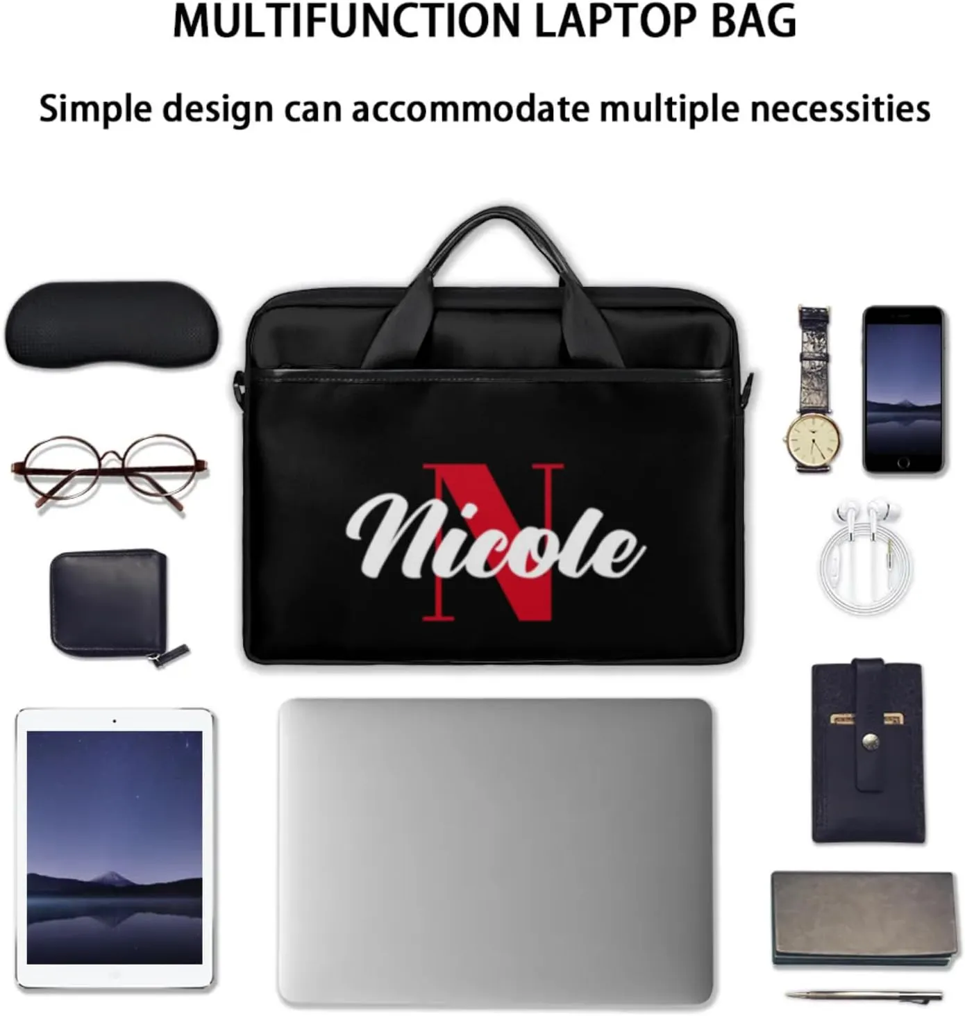Personalized-Laptop-Bag-Case Briefcases Shoulder Bag for Women Man, Custom Computer Cases for Laptops