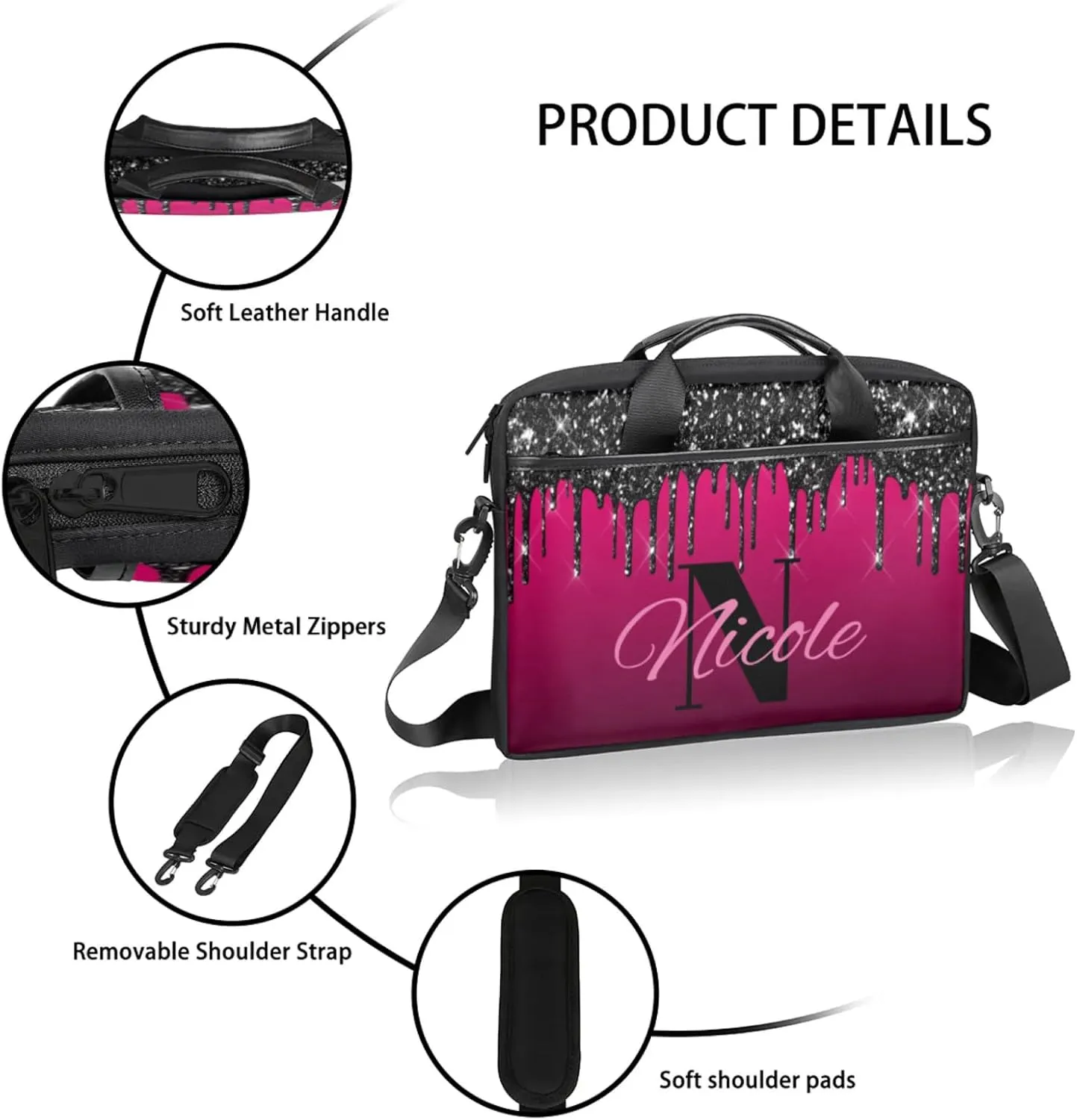 Personalized-Laptop-Bag-Case Briefcases Shoulder Bag for Women Man, Custom Computer Cases for Laptops