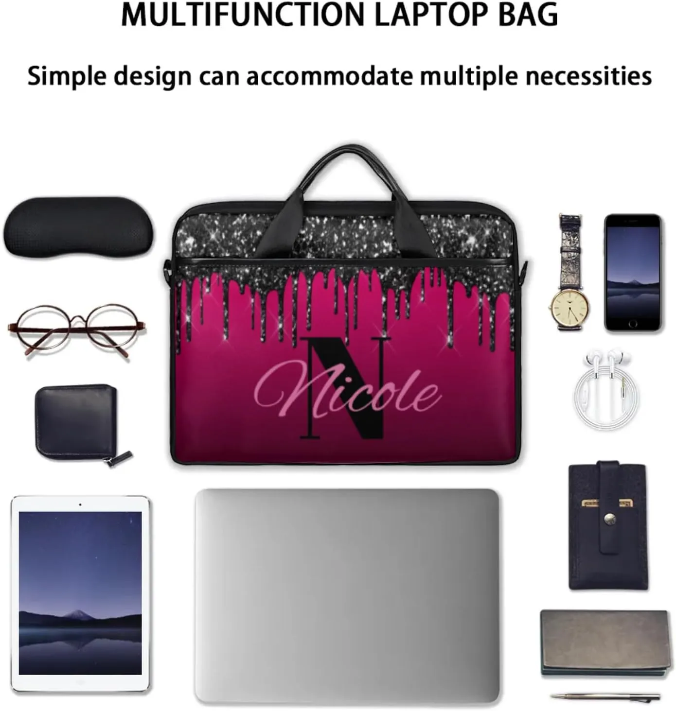 Personalized-Laptop-Bag-Case Briefcases Shoulder Bag for Women Man, Custom Computer Cases for Laptops