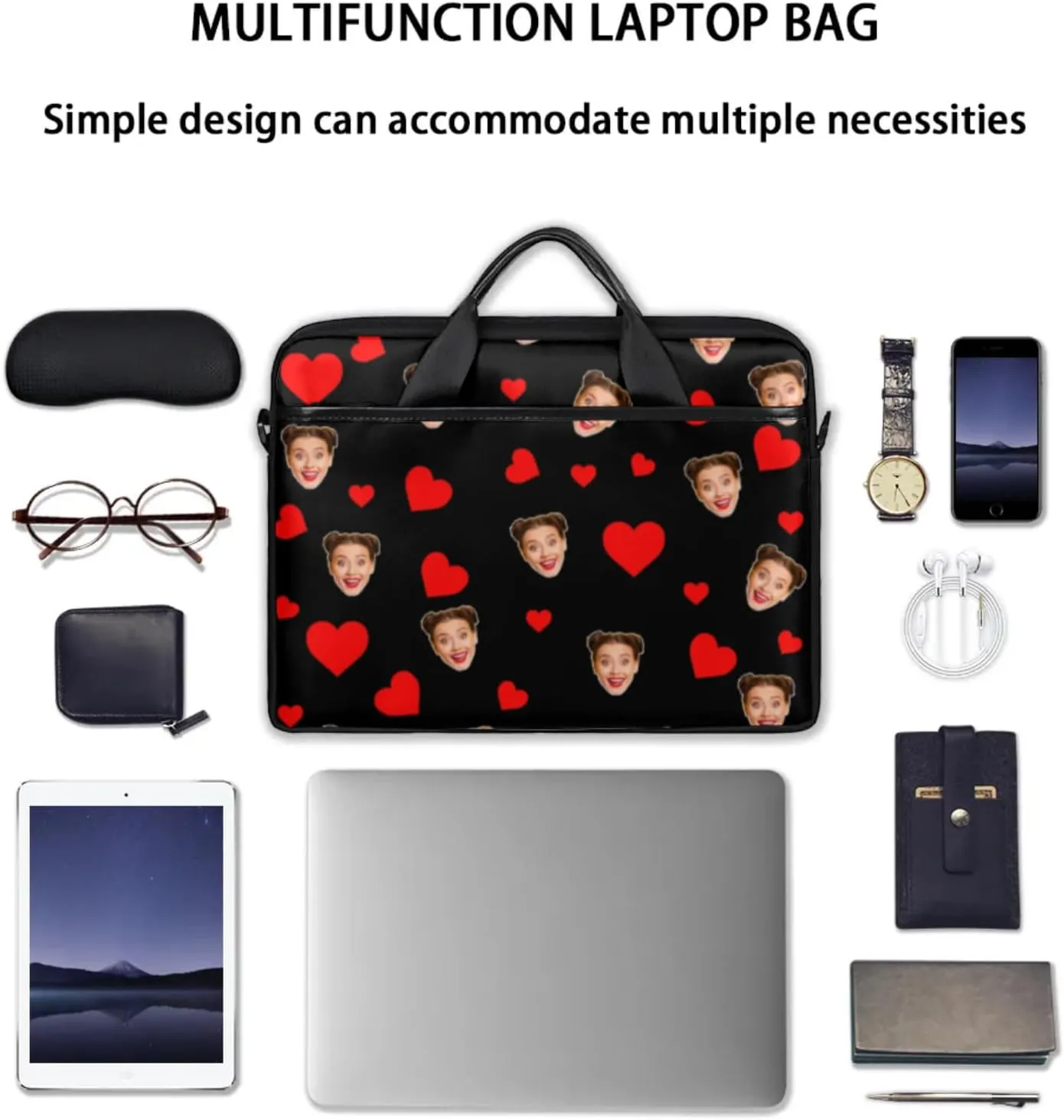 Personalized-Laptop-Bag-Case Briefcases Shoulder Bag for Women Man, Custom Computer Cases for Laptops