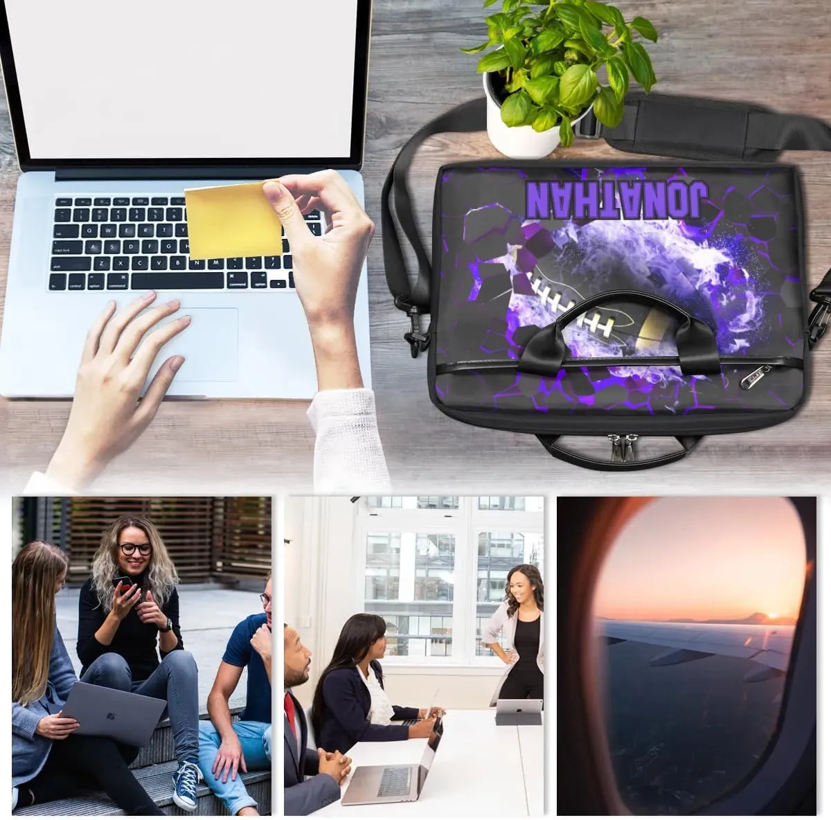 Personalized Soccer Laptop Bag Case Briefcases, Custom Computer Cases for Laptops, Tablet Shoulder Bag Carrying Case