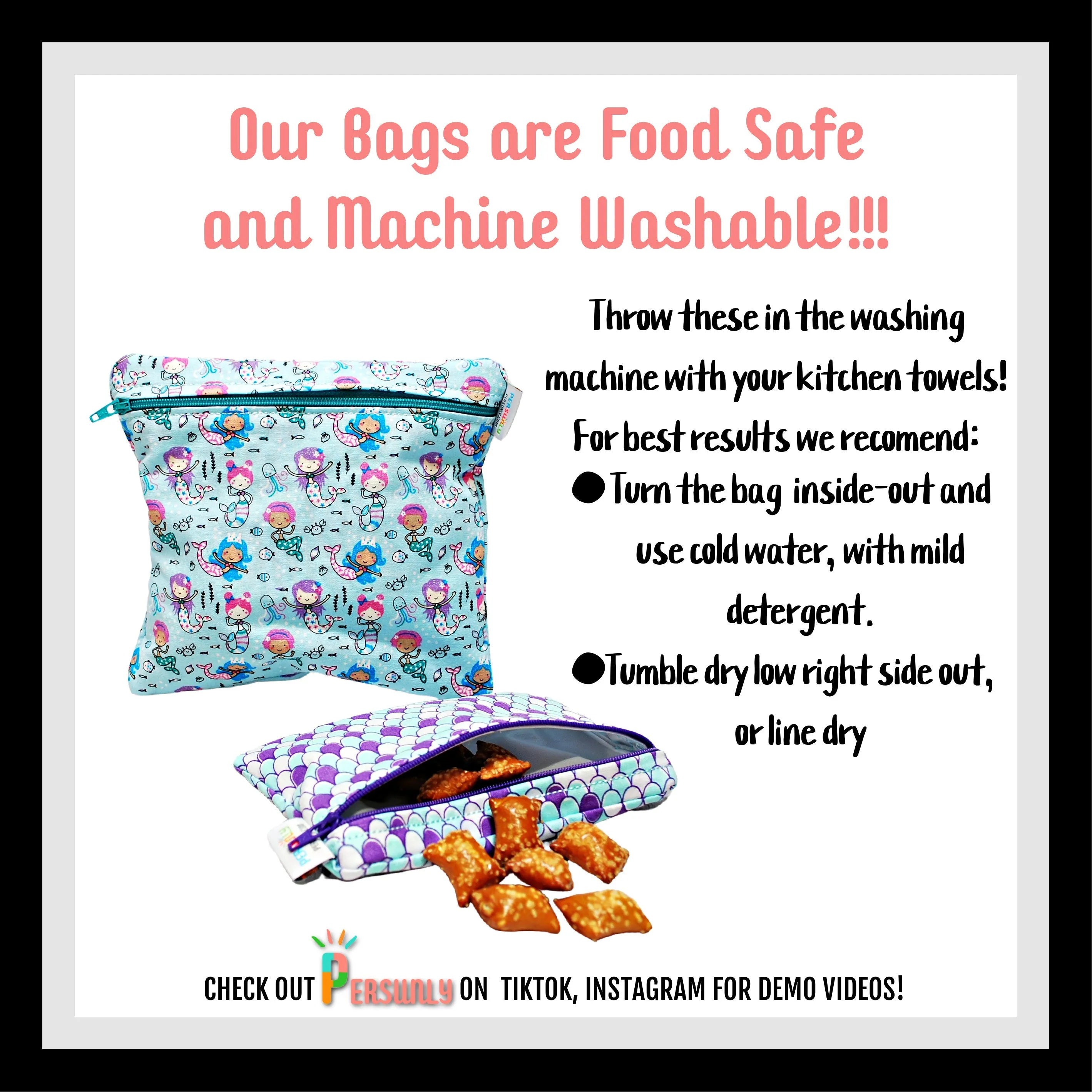 Personalized Tractor Trails Reusable Food Bag