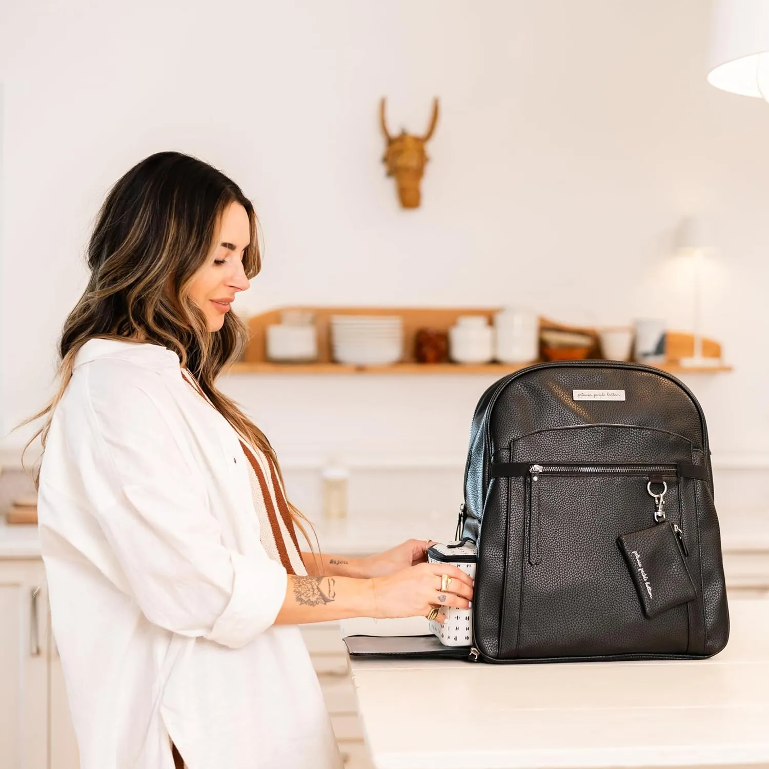 Petunia Pickle Bottom 2-in-1 Provisions Breast Pump & Diaper Bag, Designed for Busy Parents, Spacious Main Compartment, Ebony