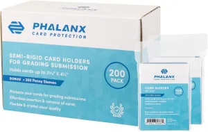 Phalanx Semi-Rigid Card Holder & Card Sleeves for Graded Card Submission (200 ct) Flexible Card Sleeves and Penny Sleeves for Trading and Sports Cards