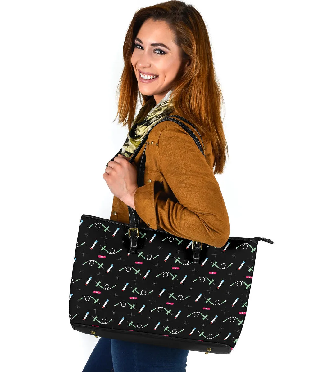 Phlebotomy Tech Large PU Faux Leather Tote Bag