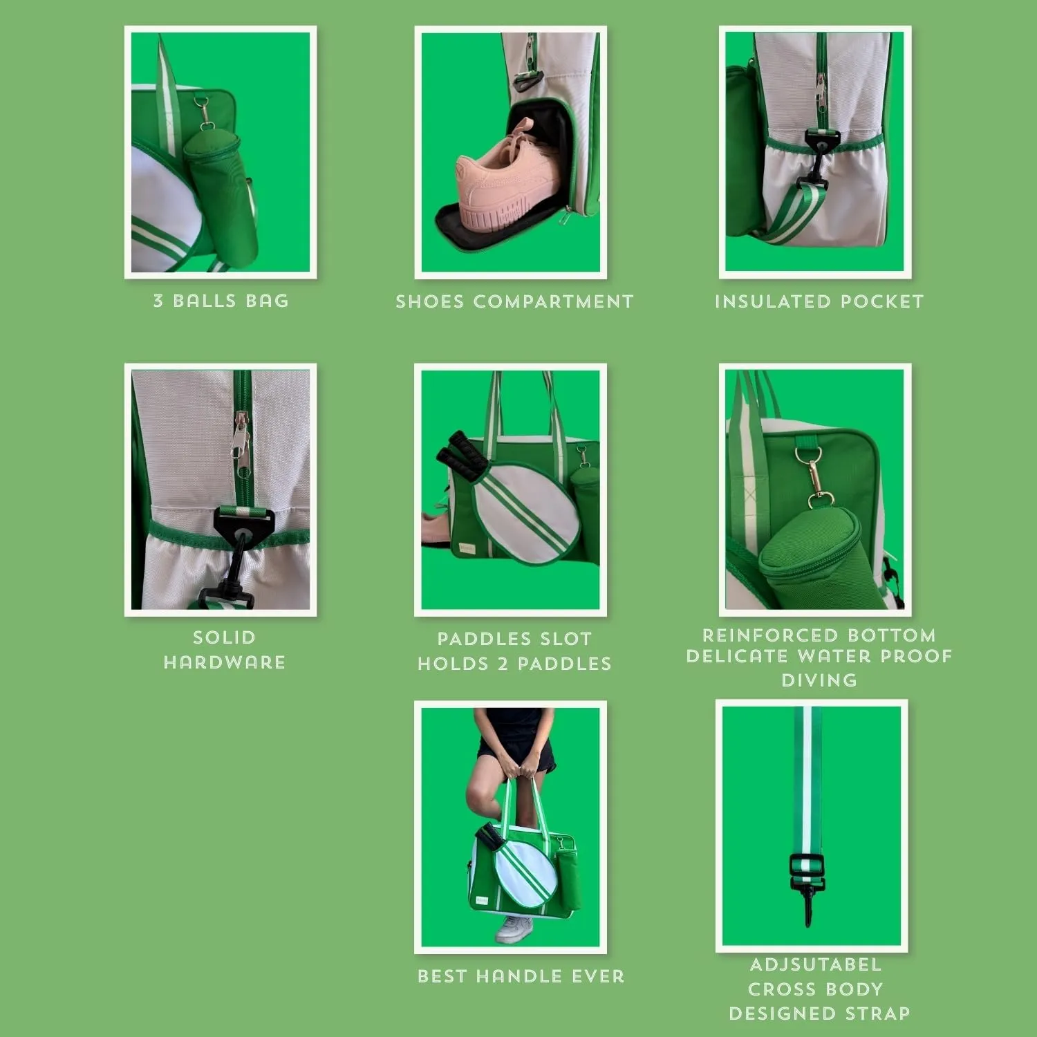 Pickleball Bag With 2 Towels – Large Paddle Shoulder Tote With Zipper, Adjustable Strap Pocket | Unisex Sling Backpack For Travel & Gym | Durable Sports Paddle Bag