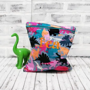 Pink and Orange Dinosaur Personalized Food Safe Reusable Bag