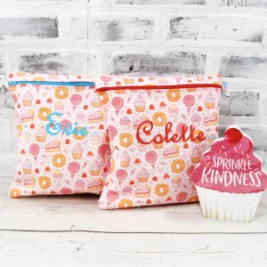 Pink Cupcakes and Sweets Personalized Reusable Food Bag