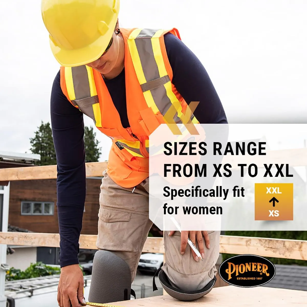 Pioneer Safety Vest for Women With Pockets - Hi-Vis Reflective Tape - For Construction