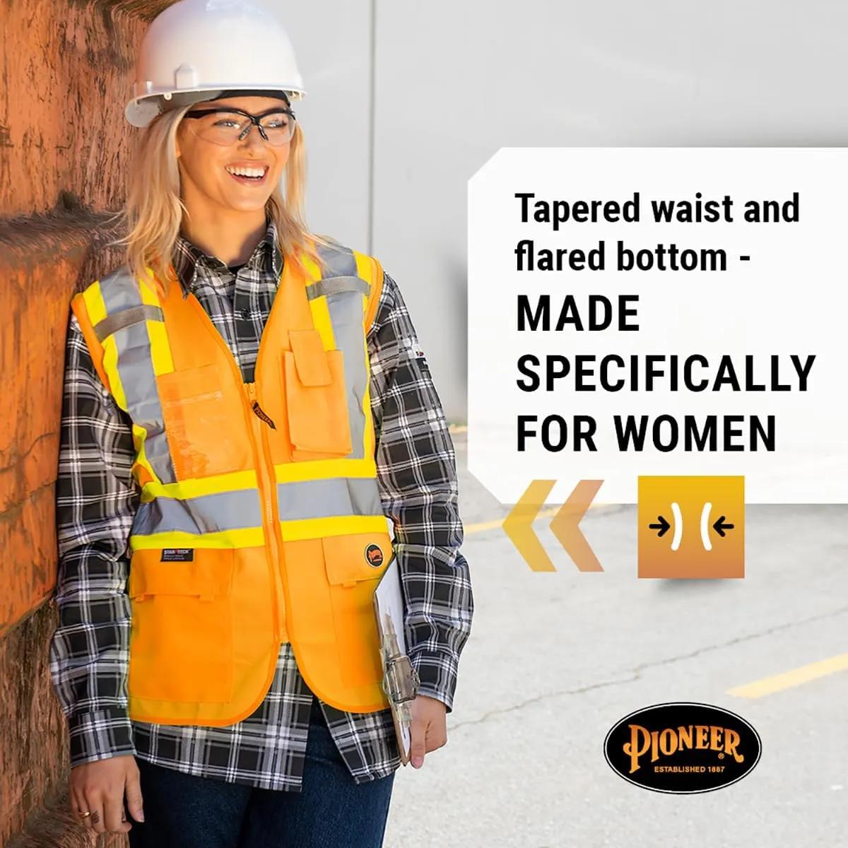 Pioneer Safety Vest for Women With Pockets - Hi-Vis Reflective Tape - For Construction